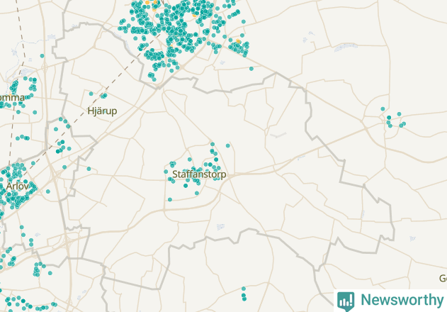 Karta över Staffanstorps kommun