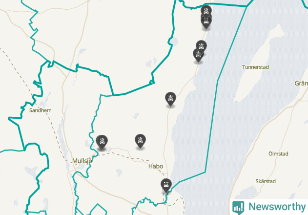 Karta över viltolyckor i Habo kommun