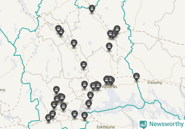 Karta över Västmanlands län