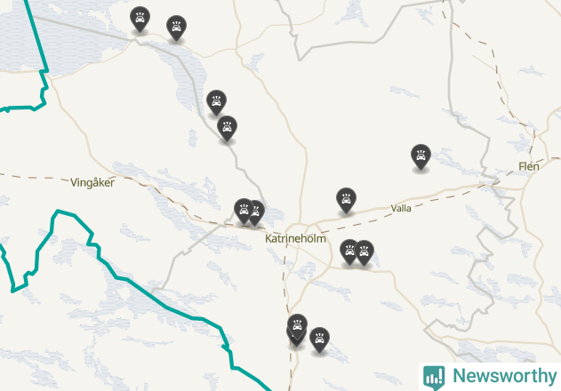 Karta över viltolyckor i Katrineholms kommun