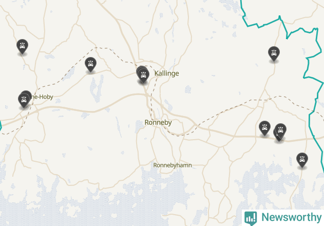 Karta över viltolyckor i Ronneby kommun