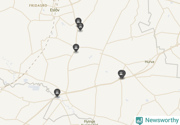 Karta över viltolyckor i Eslövs kommun