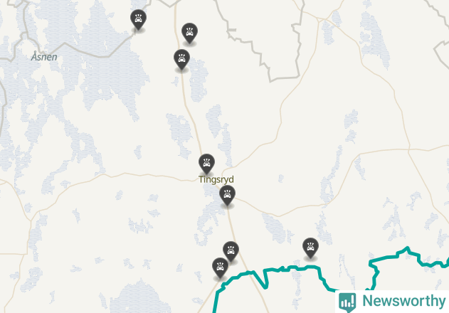 Karta över viltolyckor i Tingsryds kommun
