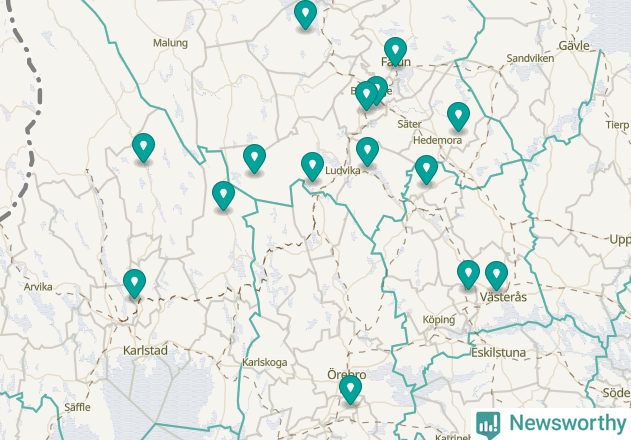 Karta över Ljusnarsbergs kommun