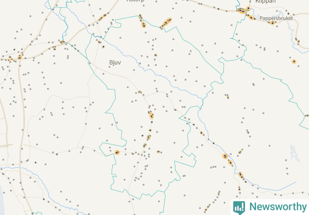 Karta över Bjuvs kommun