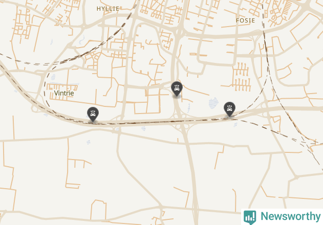 Karta över viltolyckor i Malmö kommun