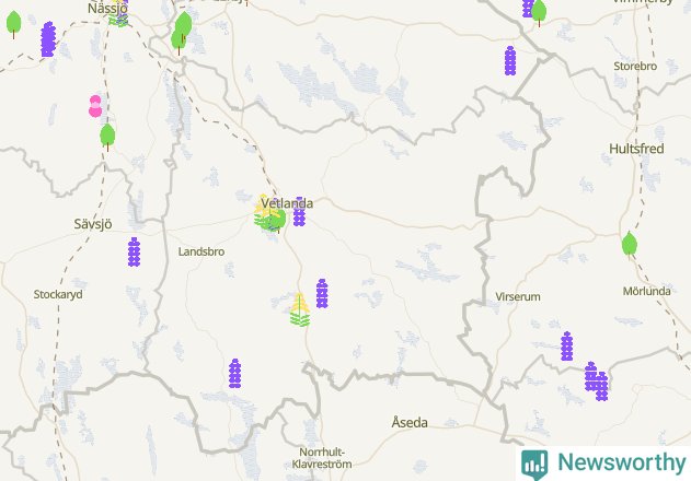 Karta över Vetlanda kommun