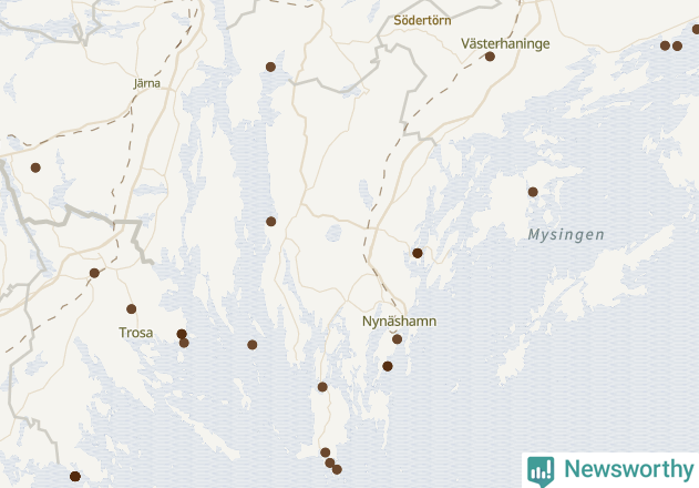Karta över Nynäshamns kommun
