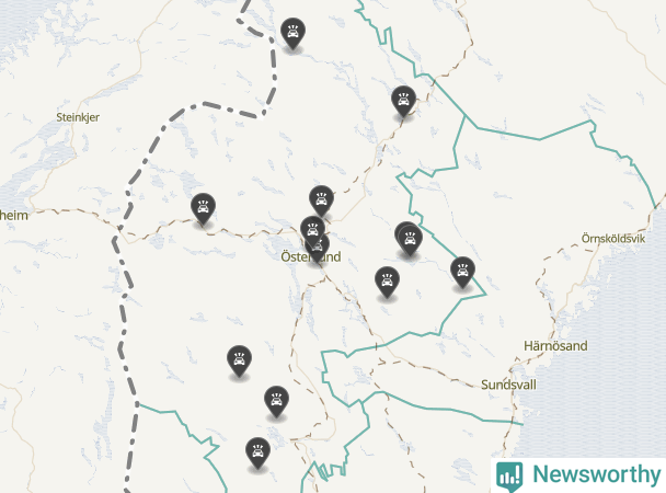 Karta över Jämtlands län