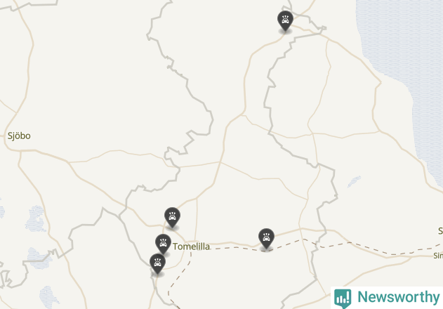 Karta över viltolyckor i Tomelilla kommun