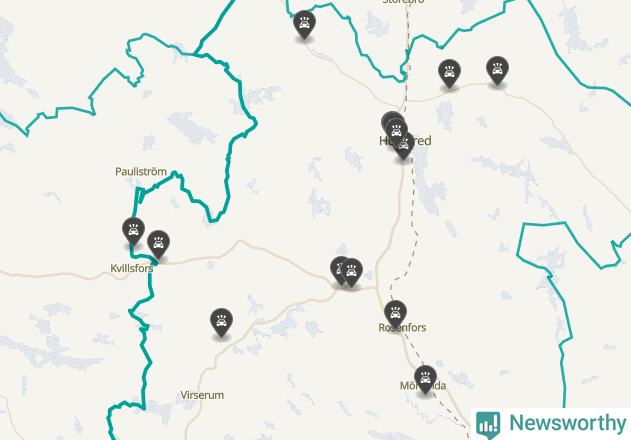 Karta över viltolyckor i Hultsfreds kommun
