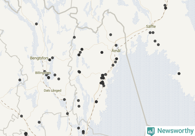 Karta över Åmåls kommun