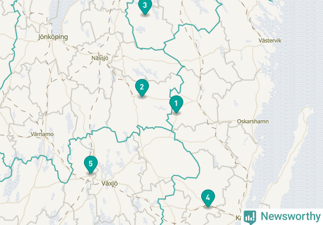Karta över Hultsfreds kommun