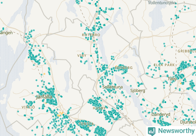 Karta över Sollentuna kommun
