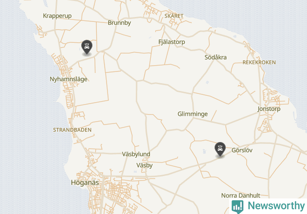 Karta över viltolyckor i Höganäs kommun