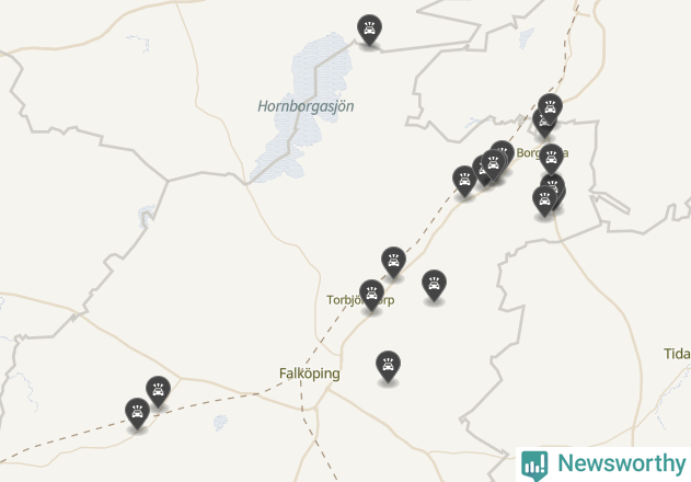 Karta över viltolyckor i Falköpings kommun