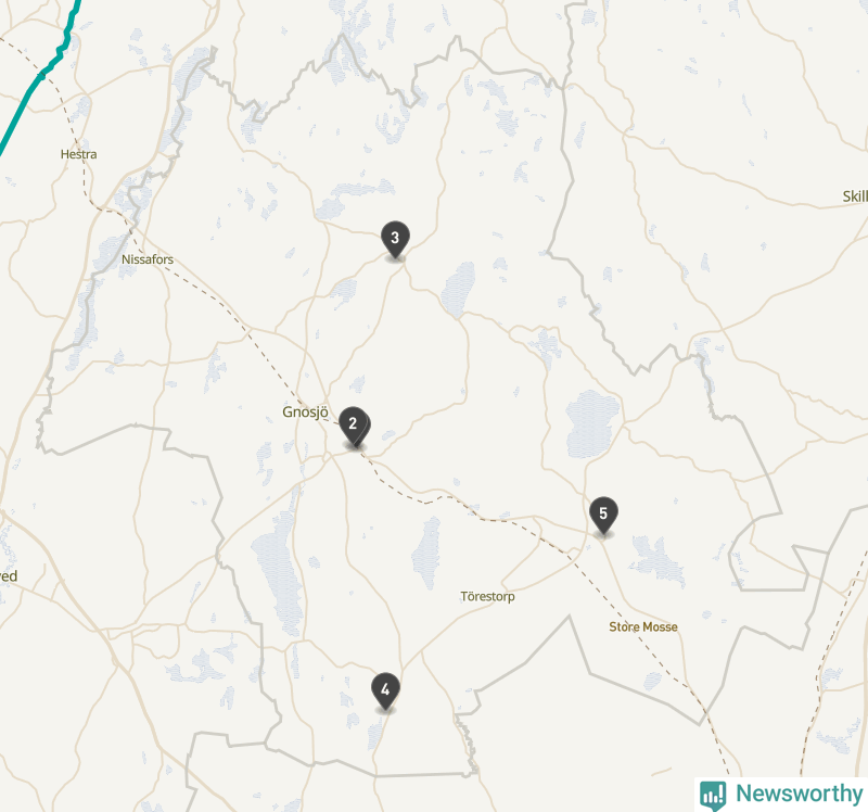 Karta över Gnosjö kommun