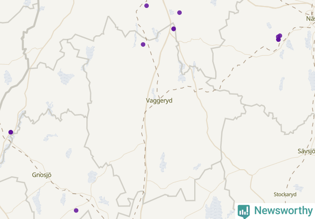Karta över Vaggeryds kommun
