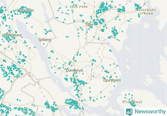 Karta över Danderyds kommun