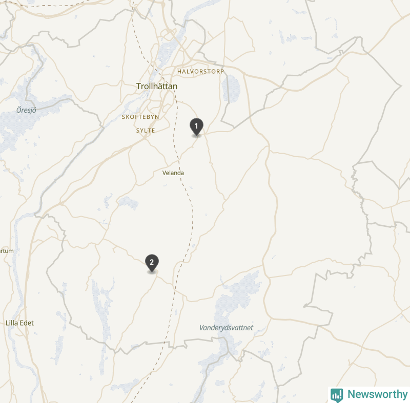 Karta över Trollhättans kommun
