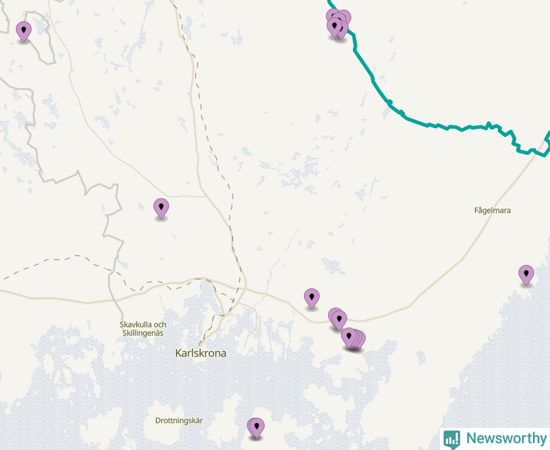 Karta över vindkraftverk i Karlskrona kommun