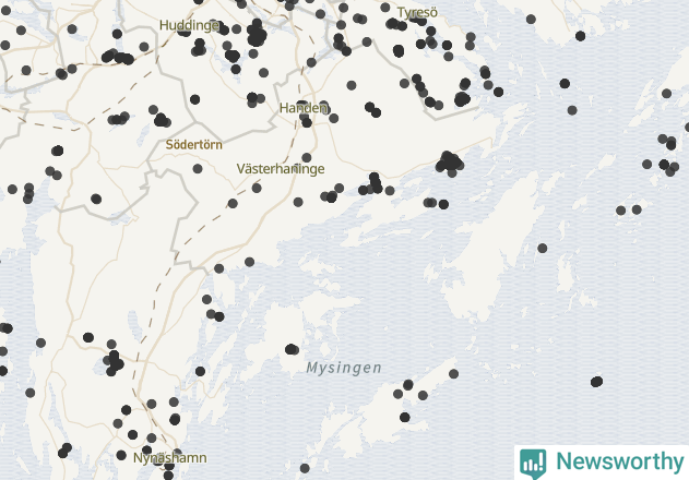 Karta över Haninge kommun