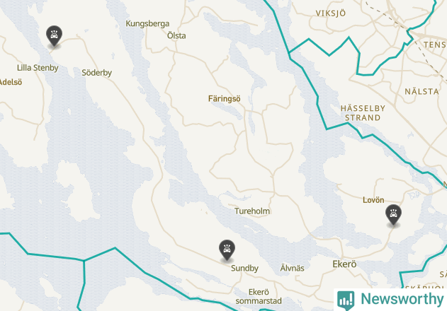 Karta över viltolyckor i Ekerö kommun