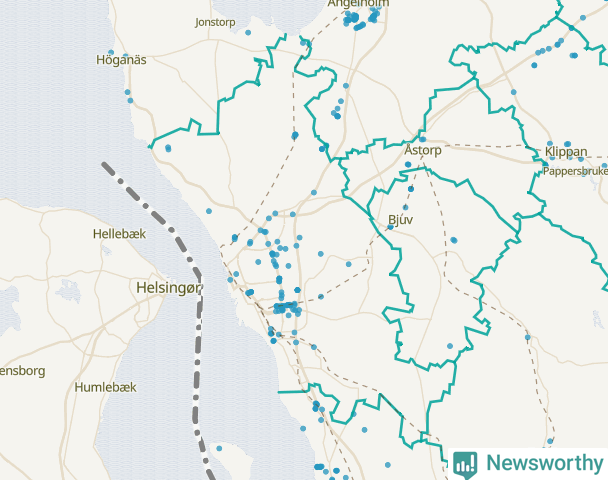 Karta över Helsingborgs kommun
