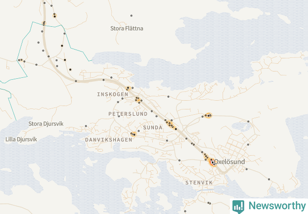 Karta över Oxelösunds kommun