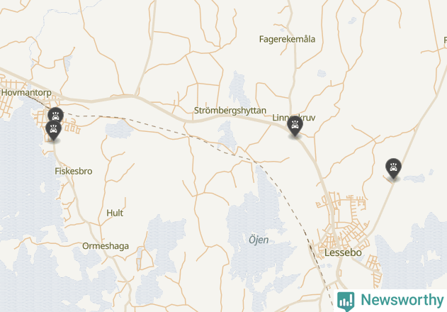 Karta över viltolyckor i Lessebo kommun