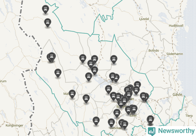 Karta över Dalarnas län