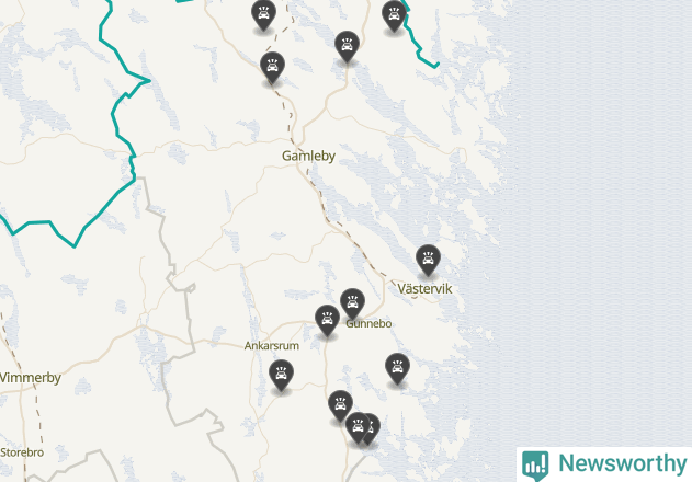 Karta över viltolyckor i Västerviks kommun