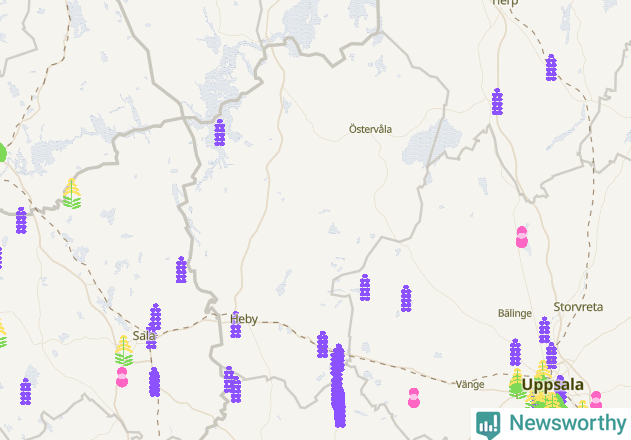 Karta över Heby kommun