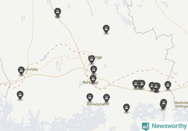 Karta över viltolyckor i Ronneby kommun