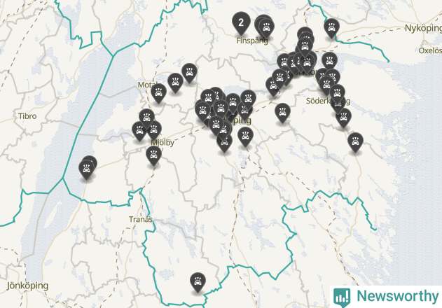 Karta över Östergötlands län