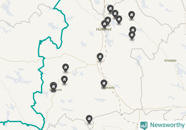 Karta över Hultsfreds kommun