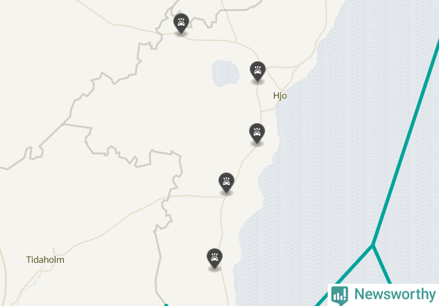 Karta över viltolyckor i Hjo kommun