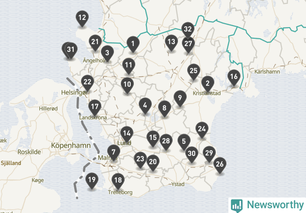 Karta över väderstationer i artikeln