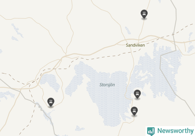 Karta över viltolyckor i Sandvikens kommun
