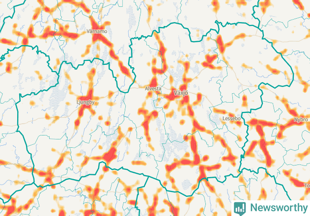 Karta över Kronobergs län