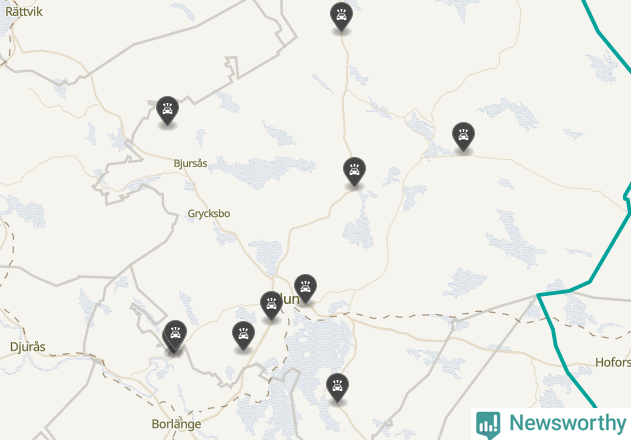 Karta över viltolyckor i Falu kommun