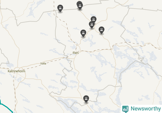 Karta över viltolyckor i Flens kommun