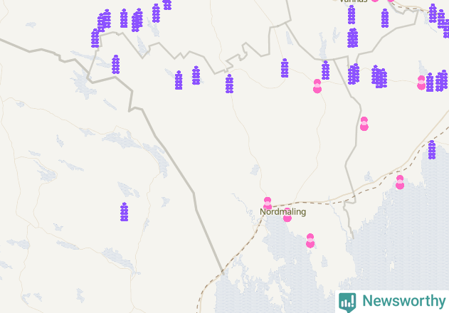 Karta över Nordmalings kommun