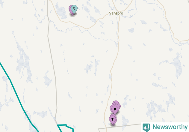 Karta över vindkraftverk i Vansbro kommun