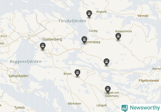 Karta över viltolyckor i Värmdö kommun