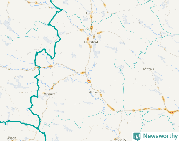 Karta över Hultsfreds kommun