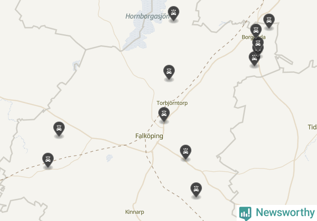 Karta över viltolyckor i Falköpings kommun