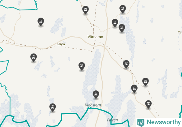 Karta över viltolyckor i Värnamo kommun