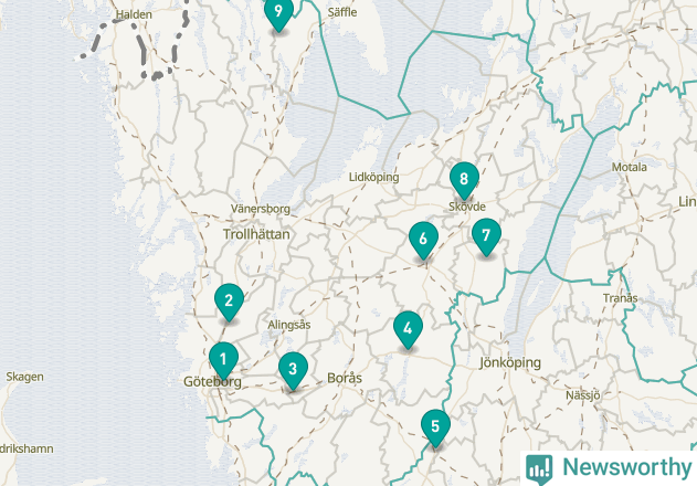 Karta över Mölndals kommun