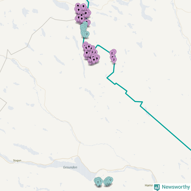 Karta över vindkraftverk i Ragunda kommun